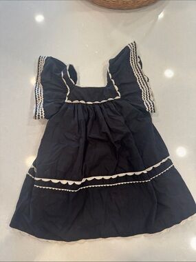 Zara Black Dress with Cream Trim